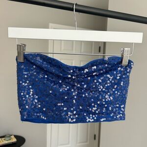 EXPRESS Blue Sequin Bandeau